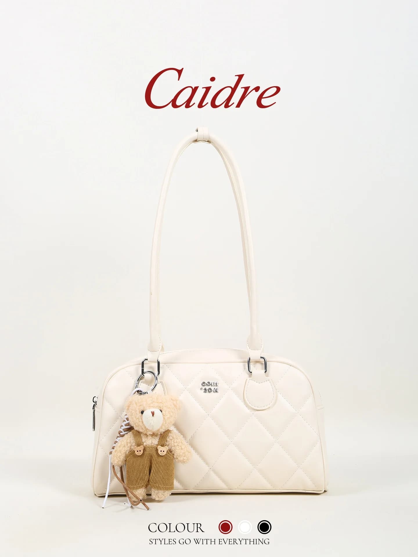 Borsa a Spalla da Donna Caidre Commuter Diamond Grid French Bread Bag, Nuova Collezione 2026, Stile Boston Bowling