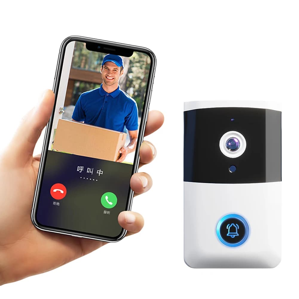 WiFi Wireless Video Doorbell IR Night Vision Smart Door Bell Two-way Audio Visual Doorbell for Home Alarm System