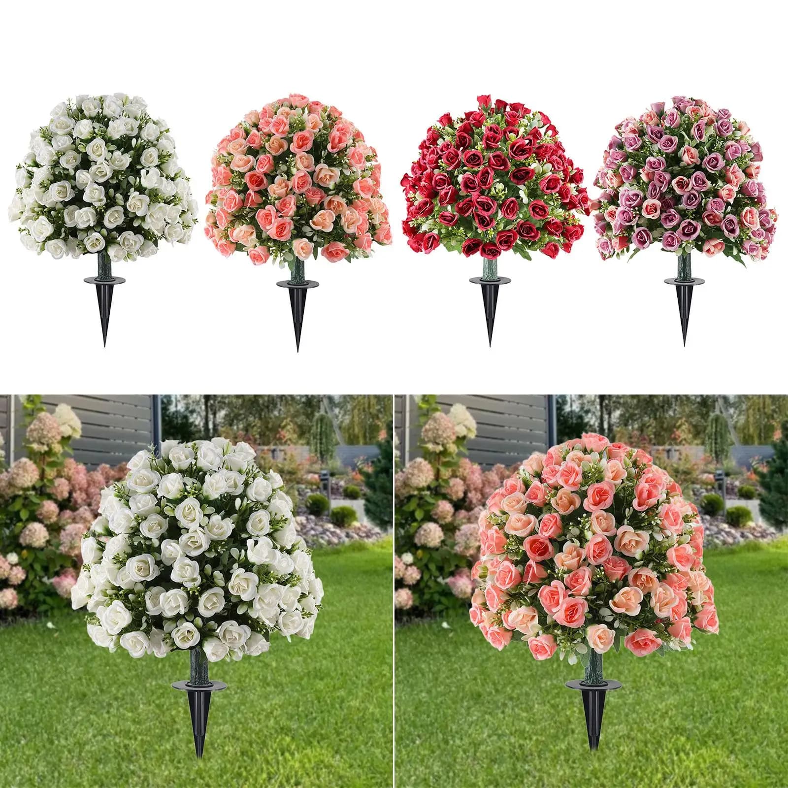 Artificial Rose Ball, Topiary Plants Fins Round, Artificial Flowers Arbusts for Interior Garden Decoration