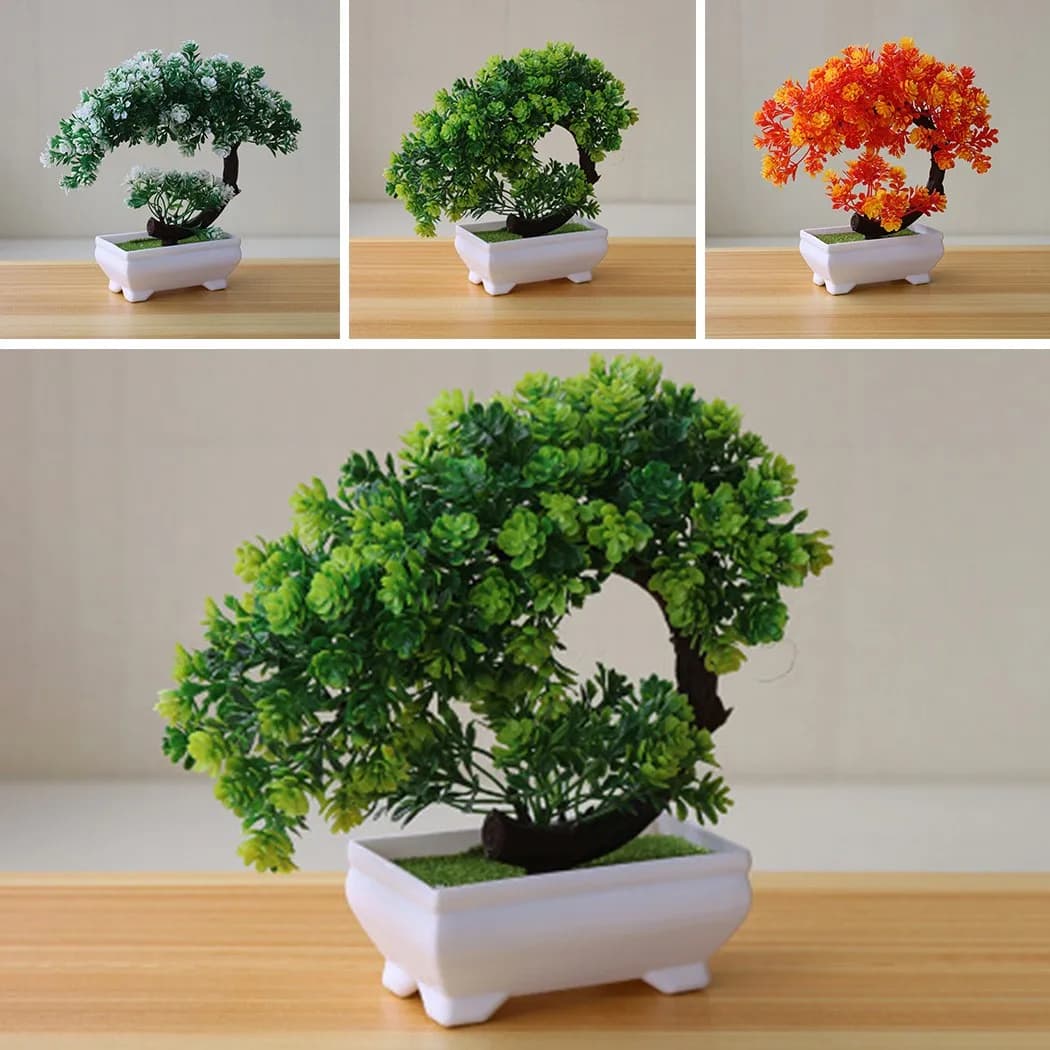 1 Pezzo Piante Artificiali Bonsai, Albero Simulato in Vaso, Fiori Finti, Ornamenti da Tavolo, Portico, Fontana, Decorazioni per Casa e Matrimoni