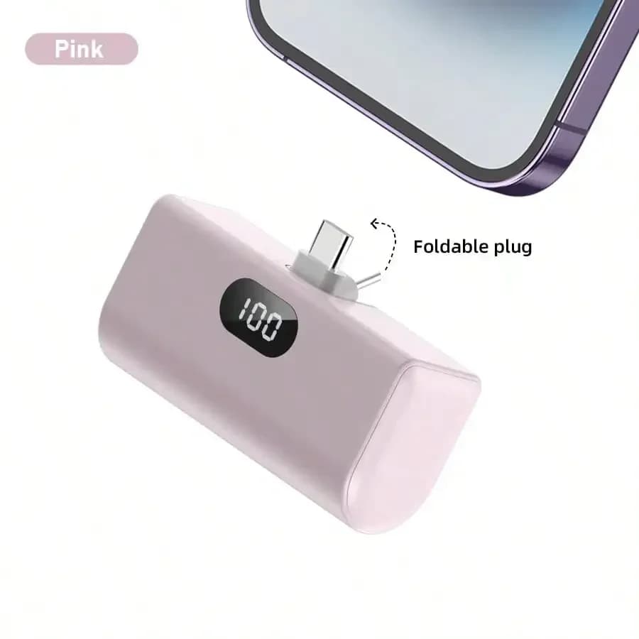 5000mAh Mobile Power Bank, PD10W Fast Charging, Plug-And-Play, Supports Type-C Foldable Series. Sleek And Compact Desig