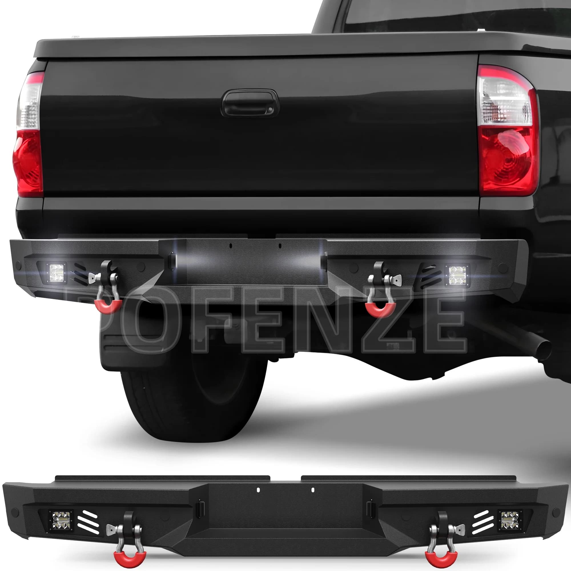 Rear bumper for Tundra 2000-2006, full-width off-road bumper with step plate, light, D rings, plate, pickup accessories