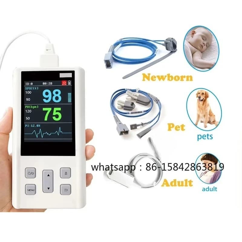 Ossimetro Portatile per Monitoraggio Frequenza Cardiaca e Saturazione dell'Ossigeno con SPO2 Veterinario e Memoria