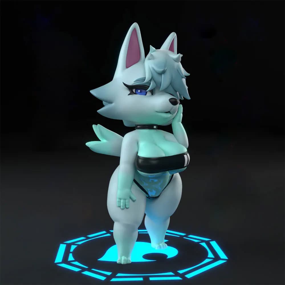 Statua del personaggio anime 1/24 Foxy Wolfy, miniatura GK, modello grigio stampato in 3D, statuetta fai da te, modello di bambola non assemblato e non verniciato