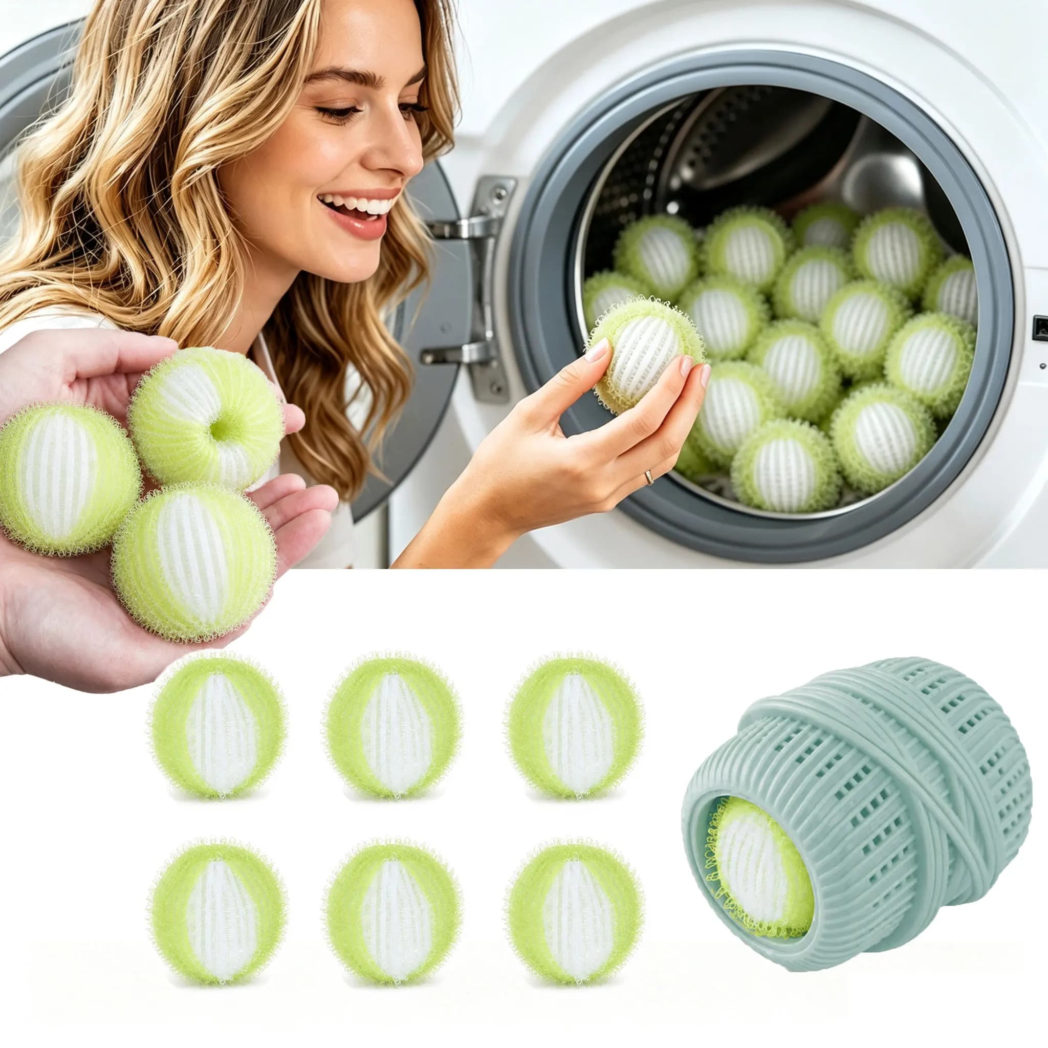 6pcs Pet Hair Remover for Laundry Dryer Balls Reusable Washing Machine Hair Catcher Nylon Pet Dog Cat Hair Catcher Lint Remover