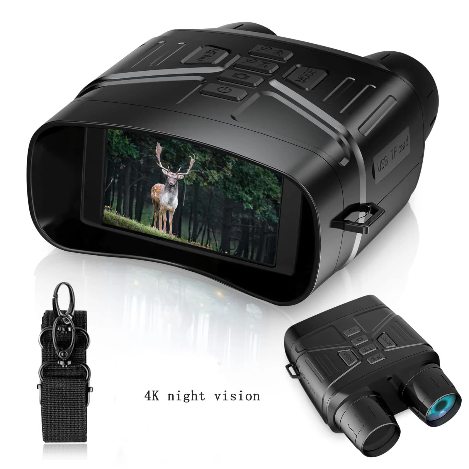 Binocolo Vision con Fotocamera Digitale Ricaricabile 4K Zoom 5x per Caccia con Schermo Grande da 3'' NV4000