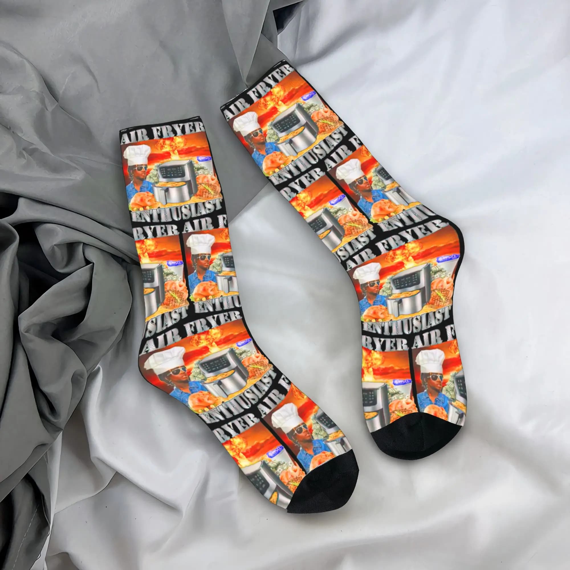 High Quality Men's Socks with Meme Sarcasmo Funny for Air Frying Passions, Autumn Fashion Footwear