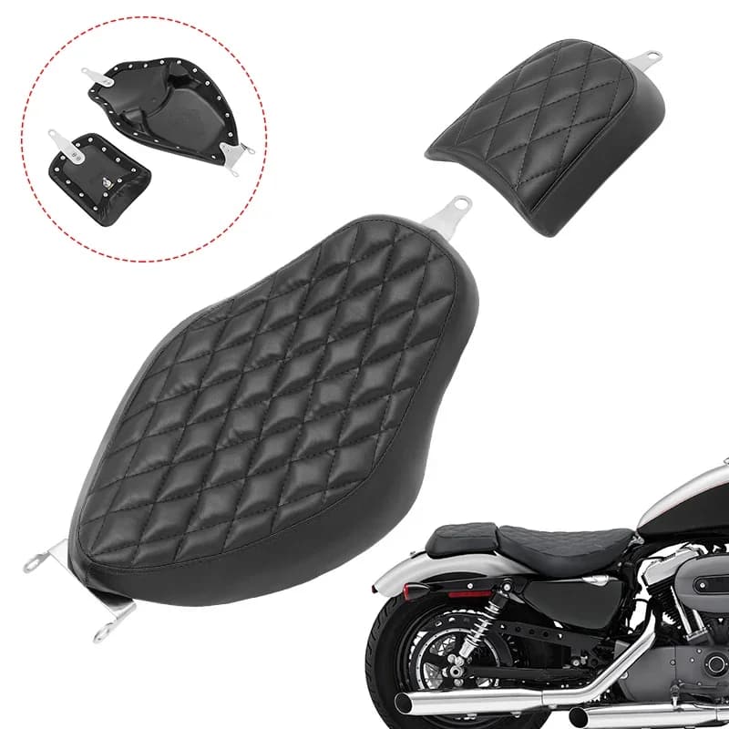 Moto Nero Anteriore Sedile Posteriore Cuscino Fodera Passeggero Conducente Cuscino Two-Up Sedile Per Harley Sportster XL 48 883 1200 2004-2020