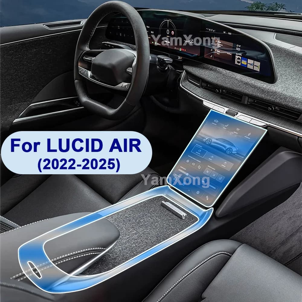 Car Interior Wall decals for LUCID AIR (2022-2025), TPU Protective Film for GPS Navigation LCD Screen, Decoration and Protection
