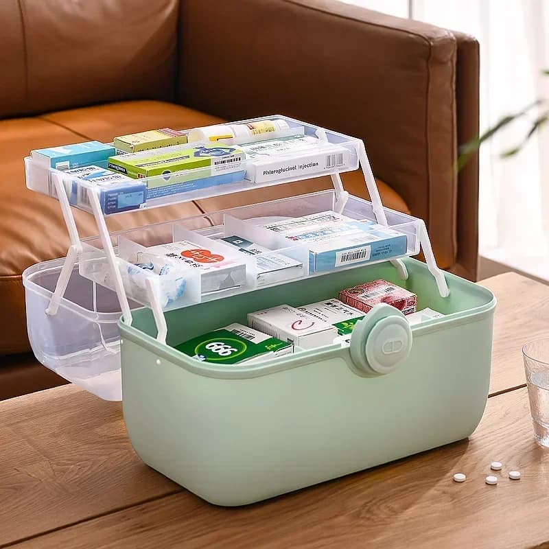 Large Capacity Family Medicine Organizer Box Portable First Aid Kit Medicine Storage Container Family Emergency Kit Box