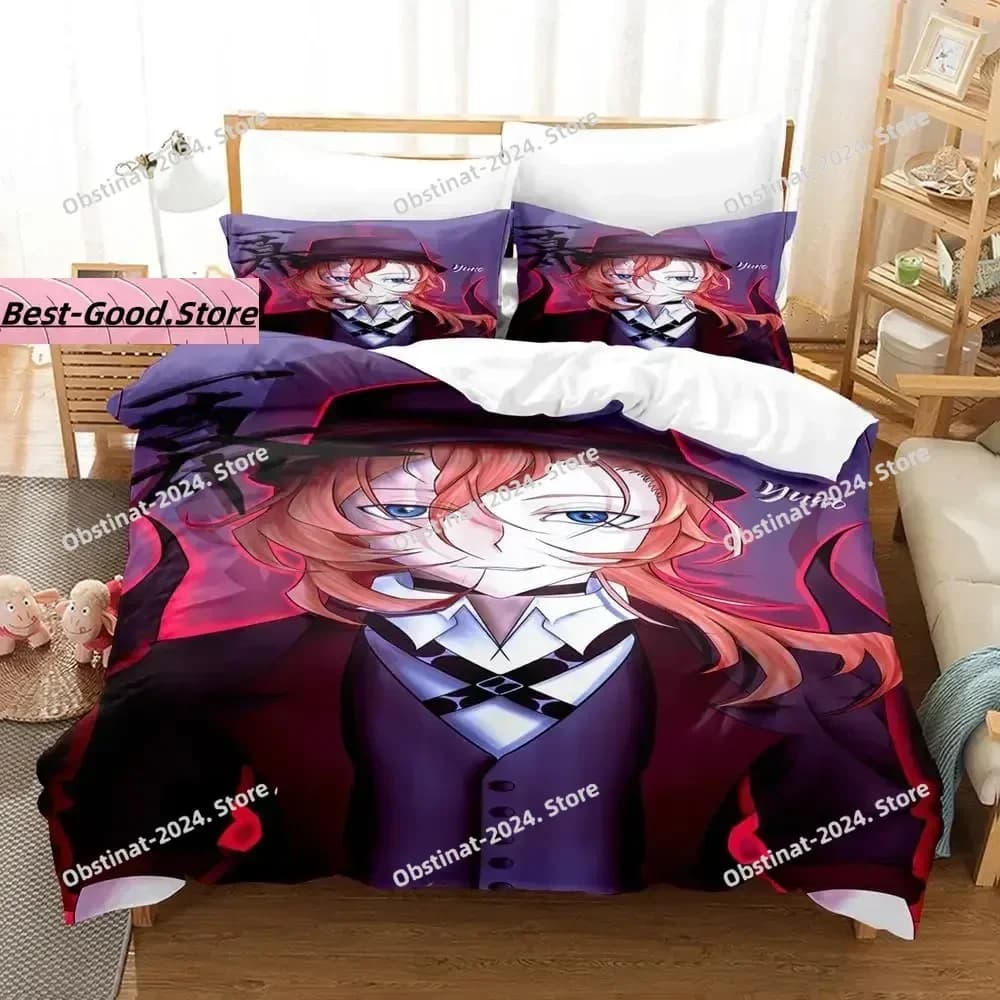 Anime Bungo Stray Dogs Nakahara Chuuya Bed linen set Printed bed with pillow Queen Super King Size Bedroom