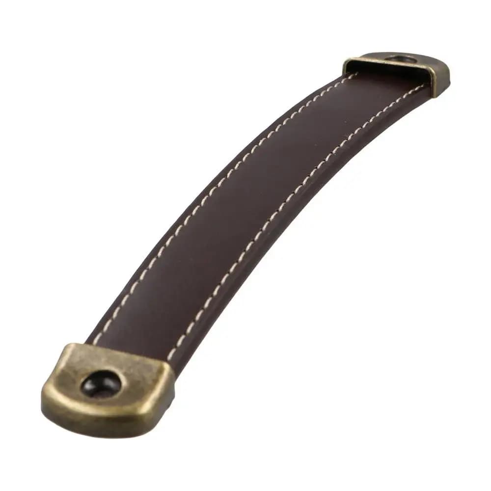 Vintage With Screws Leather Handle Zinc Alloy Square Drawer Handle 96/128/160mm Soft Cabinet Pulls Kitchen