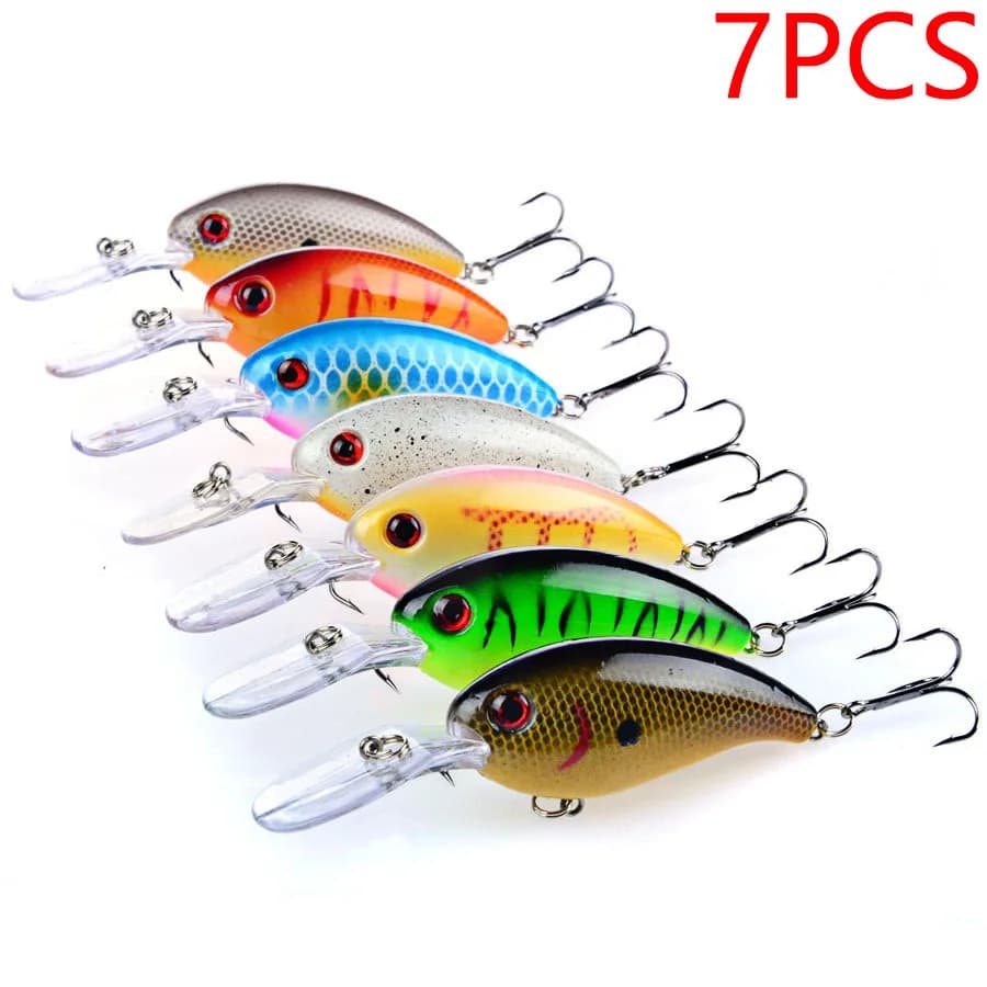 7 pezzi Crankbait esca da pesca galleggiante Wobbler esca dura artificiale lancio lungo buoni ami tripli bass luccio attrezzatura