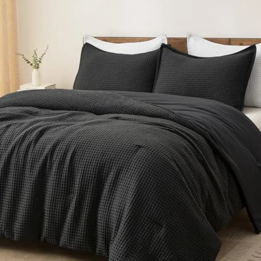 Set Copripiumino Ultra Morbido a Nido d'Ape, 3 Pezzi, Leggero e Traspirante, Set Biancheria da Letto Confortevole, 1 Piumino con 2 Federe