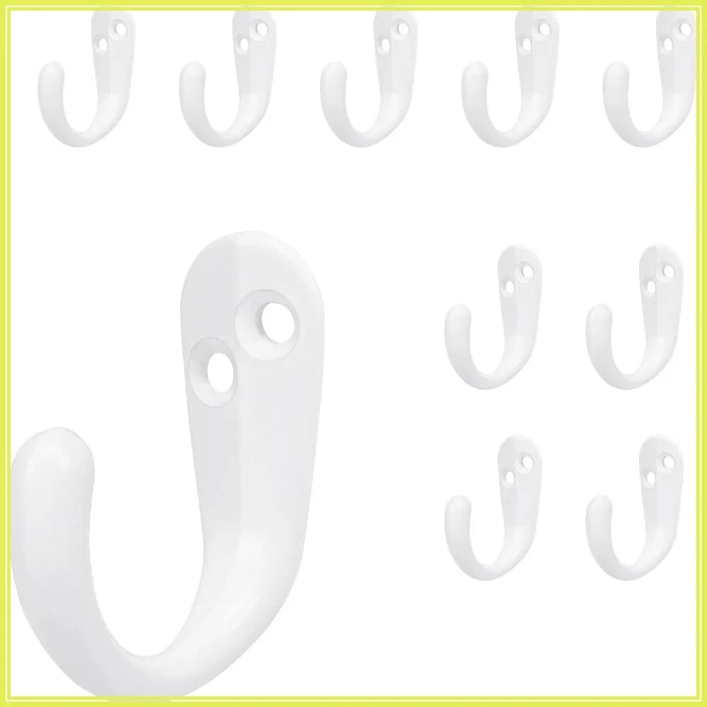 Ganci appendiabiti in metallo resistenti a punta singola - Ganci da parete antiruggine per asciugamani, cappelli, chiavi, borse - Confezione da 10