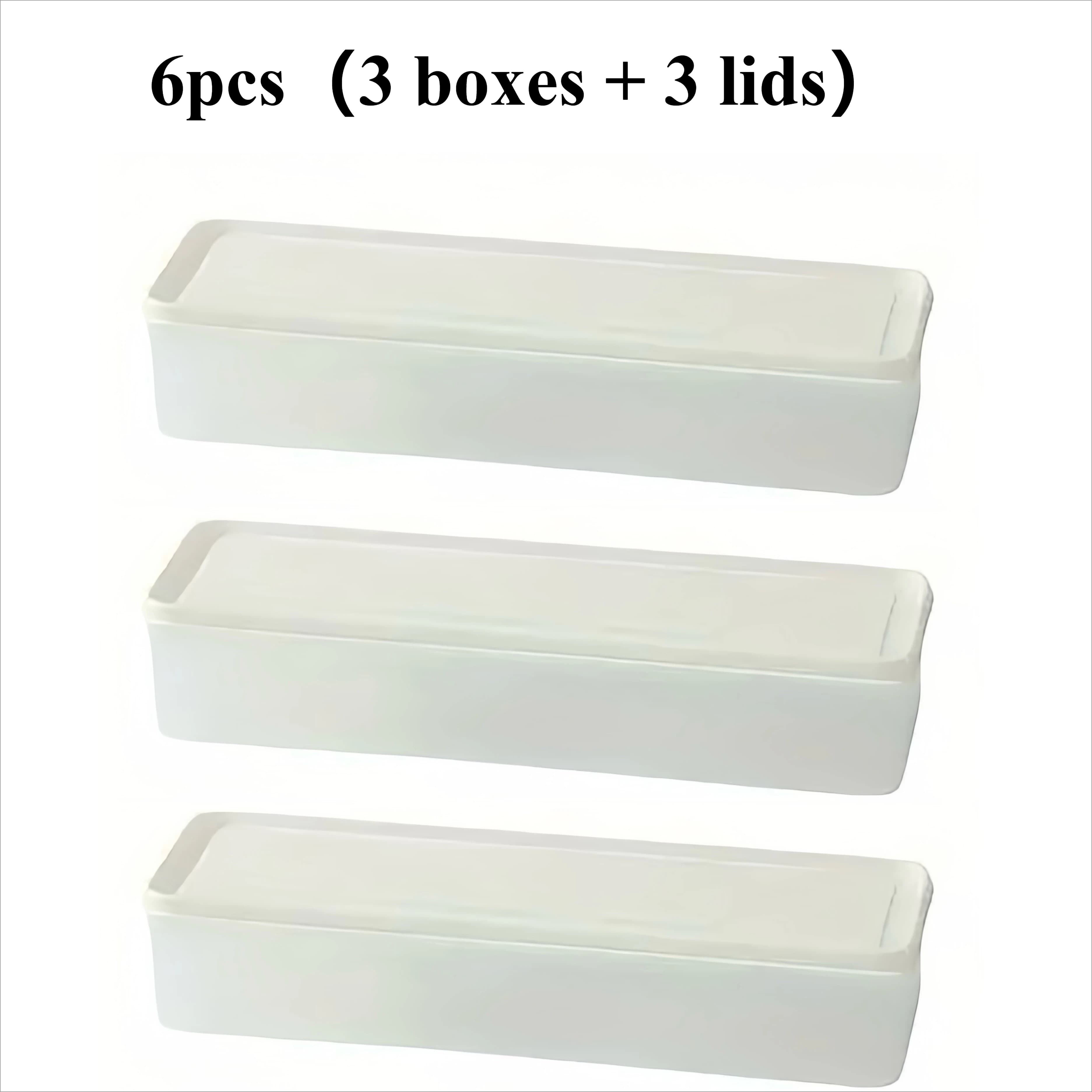 Contenitori per alimenti in plastica per uso alimentare da 6 pezzi con coperchi (3 coperchi + 3 contenitori) - Scatole impilabili per cipolle verdi, coriandolo, zenzero, aglio, pasta, uova - Essenziali per la cucina