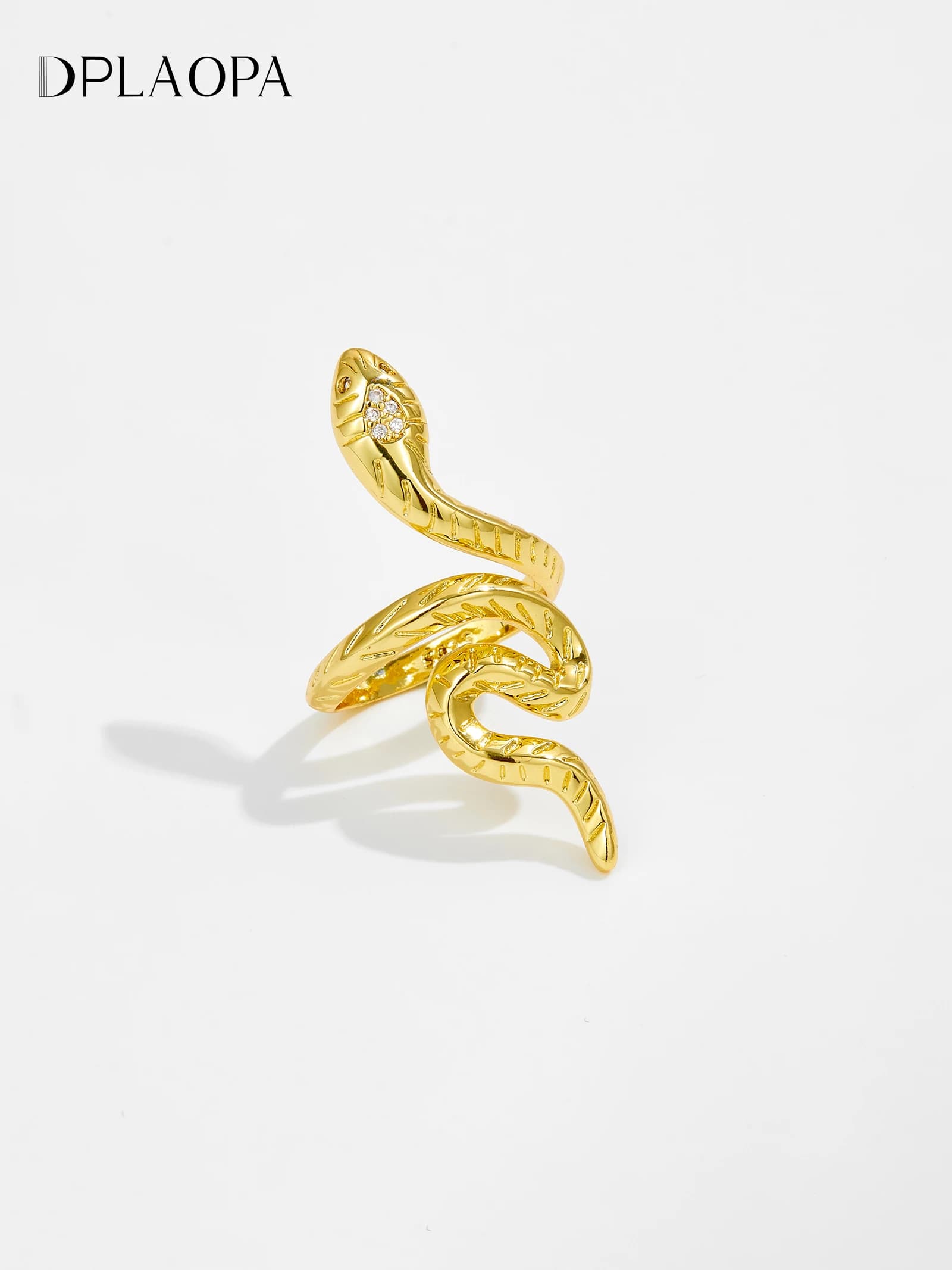 DPLAOPA Anello Regolabile a Forma di Serpente Grande in Argento Sterling 925 con Zirconi CZ, Gioiello di Lusso da Donna per Feste 2026, Regalo