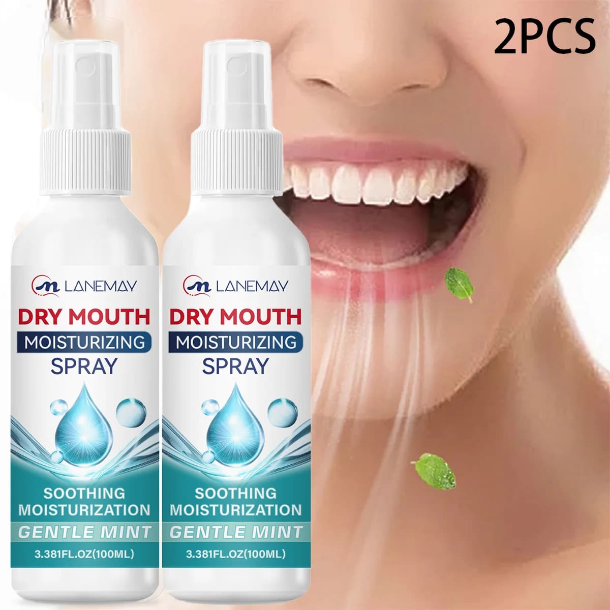 2PCS Dry Mouth Moisturizing Spray – Gentle Mint Oral Hydration for Instant Comfort & Fresh Breath.