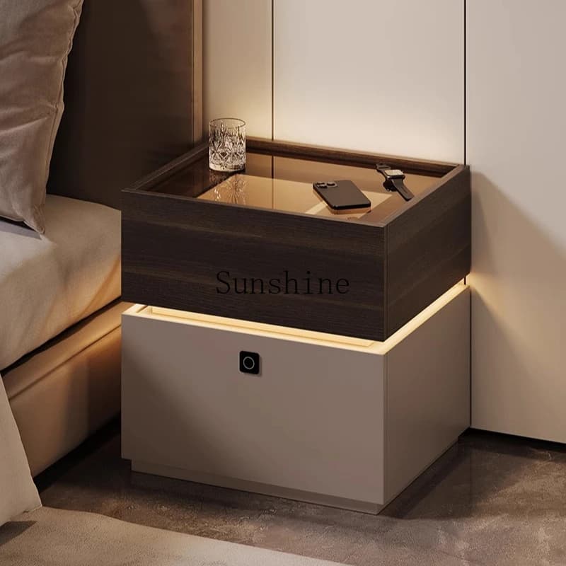 Blocco password impronta digitale Comodino Sicuro Luce integrata Lusso Premium Italiano Camera da letto principale Storage Smart