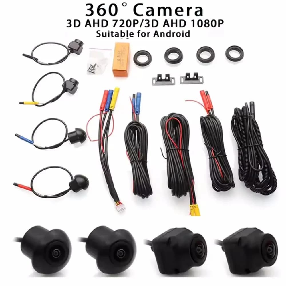 360 ° Sistema di telecamere panoramiche per auto 720P/1080P AHD Sistema di telecamere per vista destra + sinistra + anteriore + posteriore per visione notturna radio Android Auto