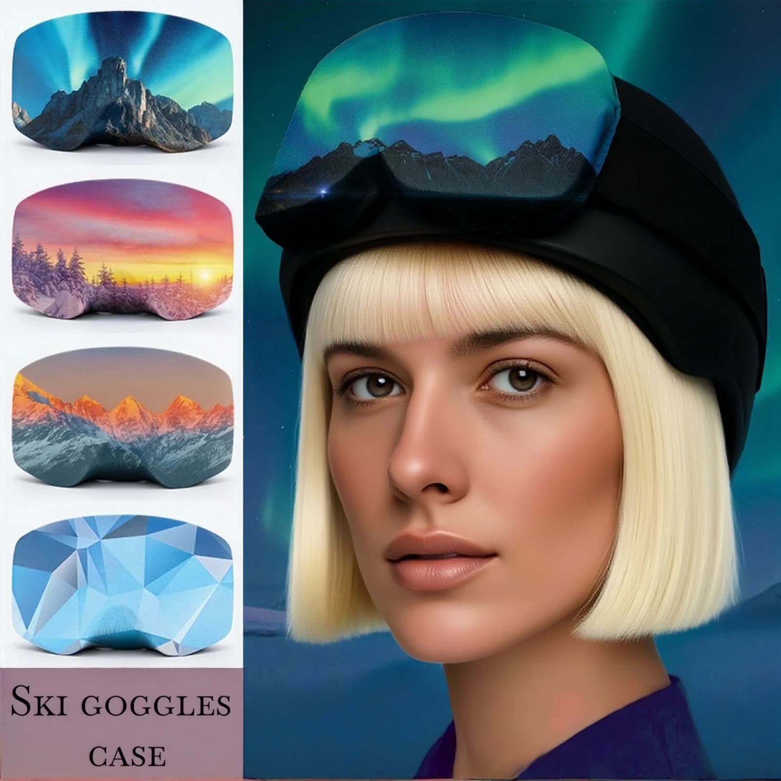 Fashion Printed Ski Goggle Cover Elastic Scratch-resistant Dust-proof Snowboarding Winter Snow Sport Glasses Cover Gear