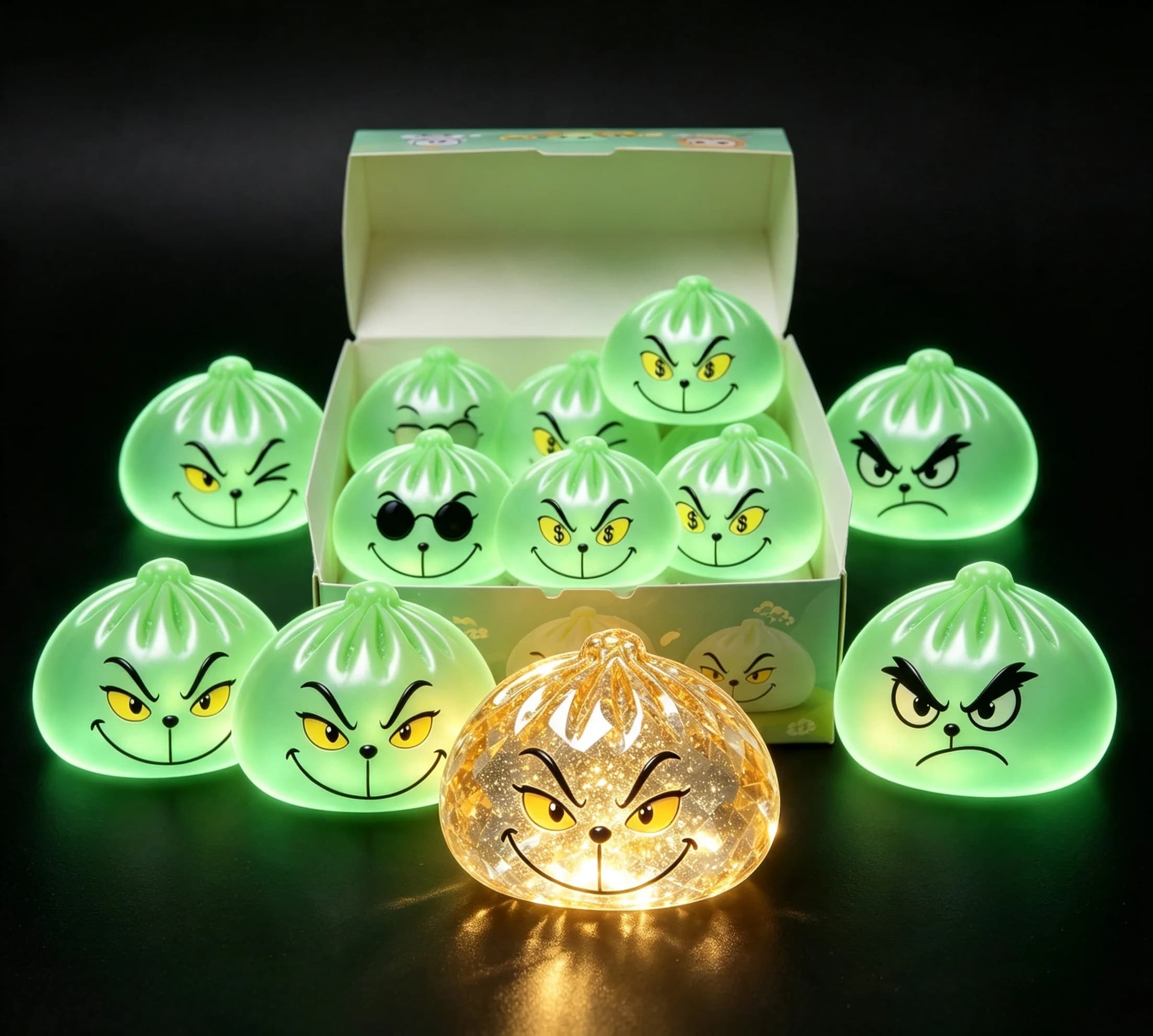 2026 Christmas Glow In Dark Bao Blind Box Squishy Toy Cute Squeeze Stress Relief Fidget Collectible Surprise Gift