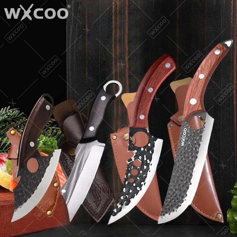 Coltello da Macellaio WXCOO a Lama Intera, Forgiato a Mano, per Barbecue e Cucina, Accessorio da Cucina