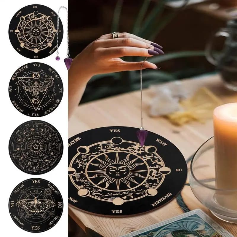 Tabellone a pendolo stellato Tabellone per divinazione della rabdomanzia Magica Meditazione Decisione Piastra Decisione Creazione di pendolo Altare della strega