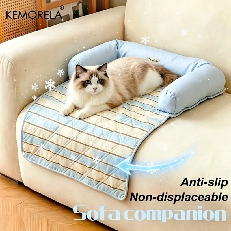 KEMORELA Summer Cooling Pet Bed Cushion Pad Durable Non Slip Washable Dog Bed for Cats And Small Dogs Fits Couches Beds