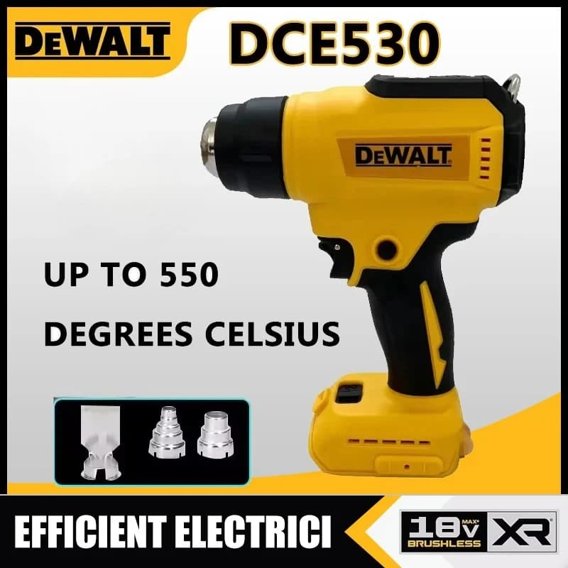 DEWALT DCE530 Pistola Termica Senza Fili 300W, Soffiatore Termico ad Alta Potenza per Saldatura e Termoretrazione, Compatibile con Batteria 20V