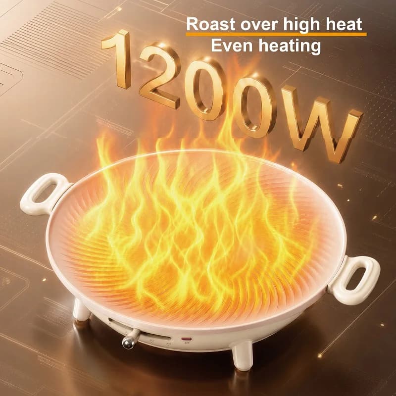 1200W Electric Grill Barbecue Home Multifunction Frying Pan Smokeless Ceramic Non-stick Pot 3 Gear Adjust Barbecue Machine 220V