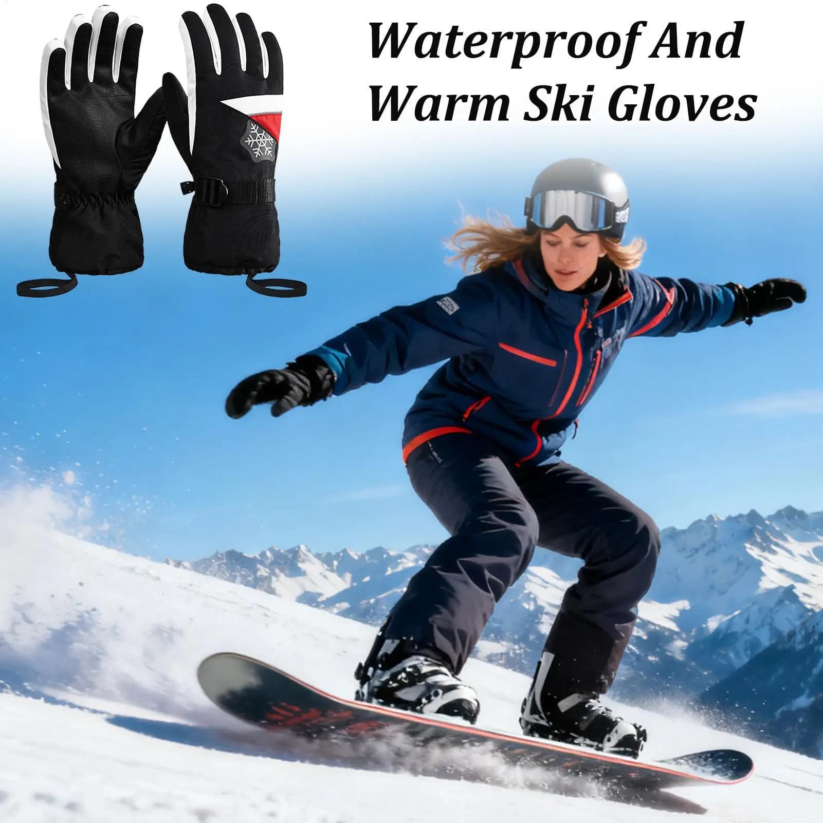 Guanti da snowboard Guanti termici antivento da sci caldi da neve per donna Motociclismo Guida Bicicletta Corsa Escursionismo Lavoro