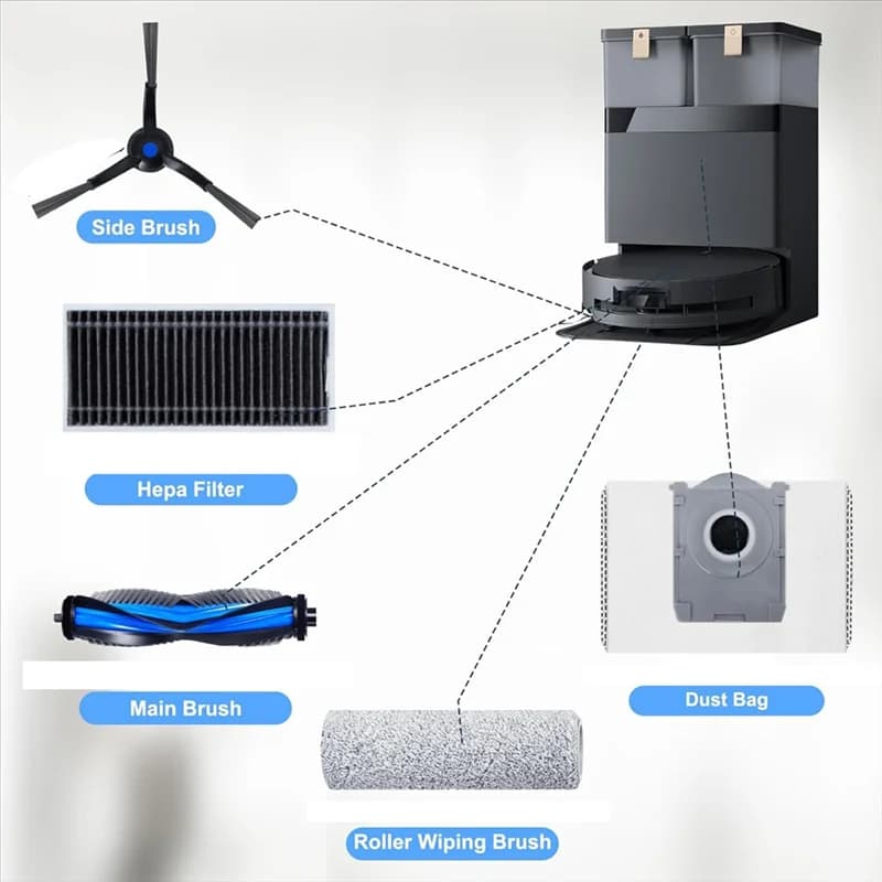 YCOC-15Pcs Vacuum Cleaner Accessories For Ecovacs Deebot X8 PRO OMNI Robot Vacuum Cleaner