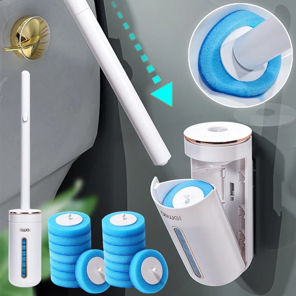 Scopino per WC con manico lungo strumenti per la pulizia del bagno a parete testina monouso ecologica spazzola per la pulizia del WC Scrubber