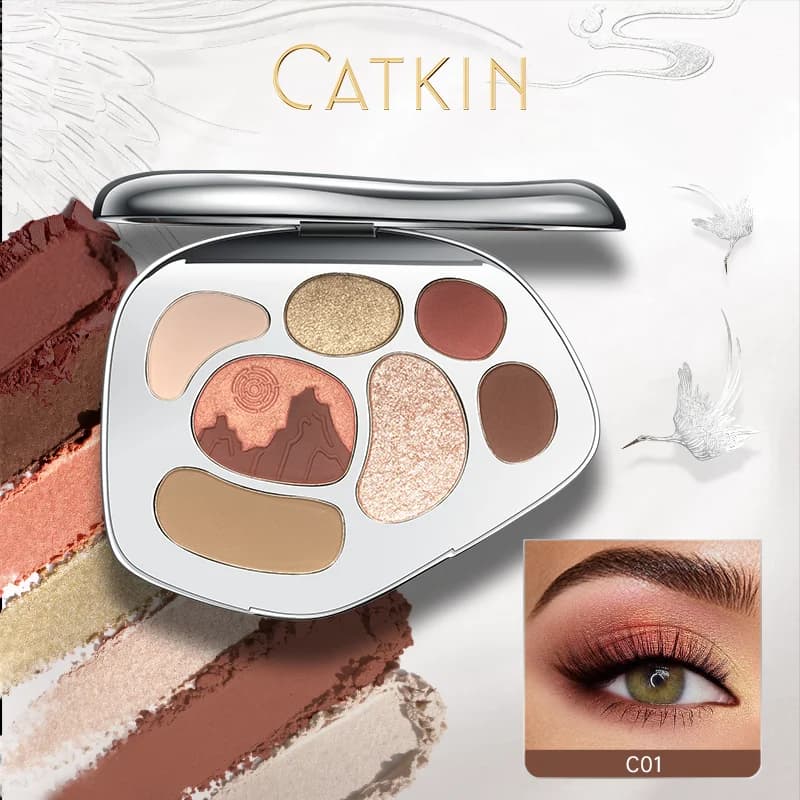 CATKIN Ombretto Blush Full Face Matte Shimmer Glitter Evidenziatore viso ad alta pigmentazione Polvere ombreggiante