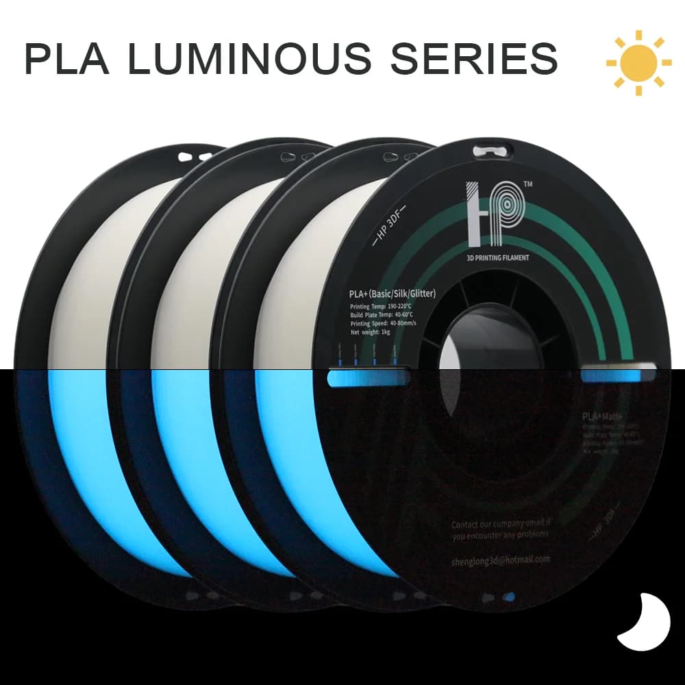 HP3DF 3 Rolls (3 kg) 3D Printer Filament Lighting in Dark, 1.75 mm, 100% Bubble-Free Suitable for Most FDM 3D Printers