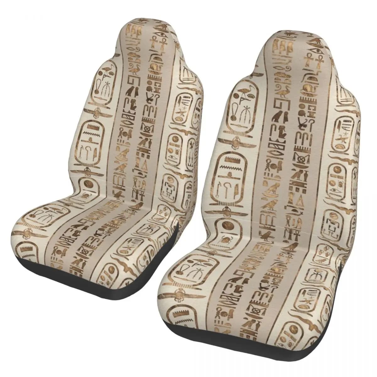 Universal Car Seat Cover with Ethnic Jeroglyphs, Interior Accessories, Fiber Seat Cover with Ancient Egypt Motive