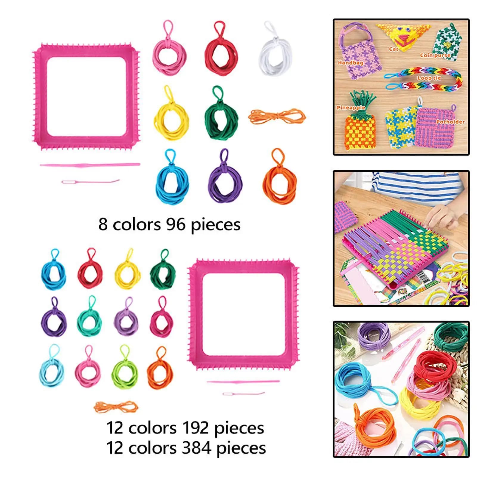 Kit Telaio per Tessitura con Uncinetto e Strumenti per Lavorare a Maglia, Anelli Creativi per Portaoggetti, per Borsa Tote, Cappello Lavorato a Maglia, Regali di Natale per Ragazze e Principianti