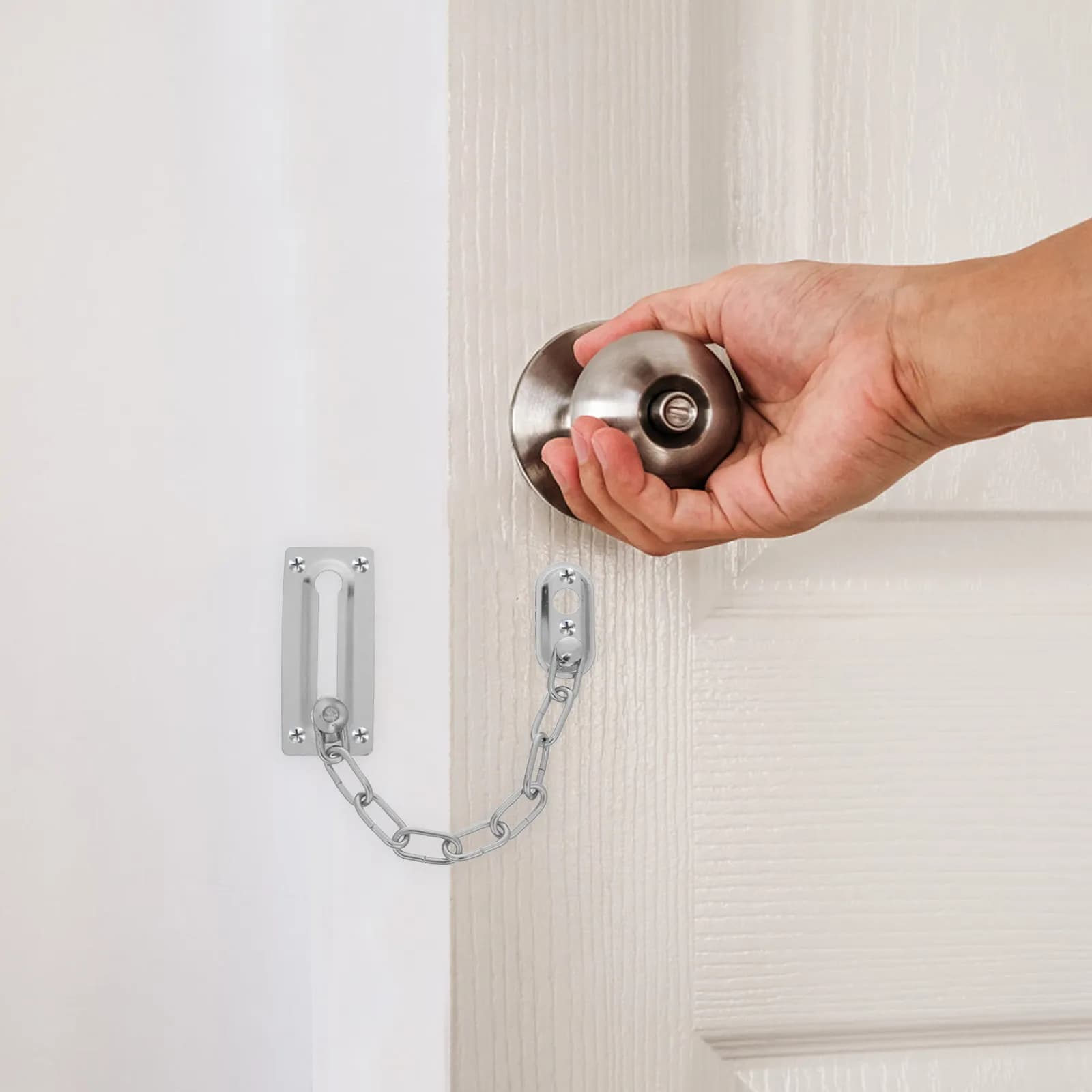 1 Pezzo Catena di Sicurezza Premium in Ferro per Porte a Battente, Protezione per Porte di Casa, Armadi e Ventilazione