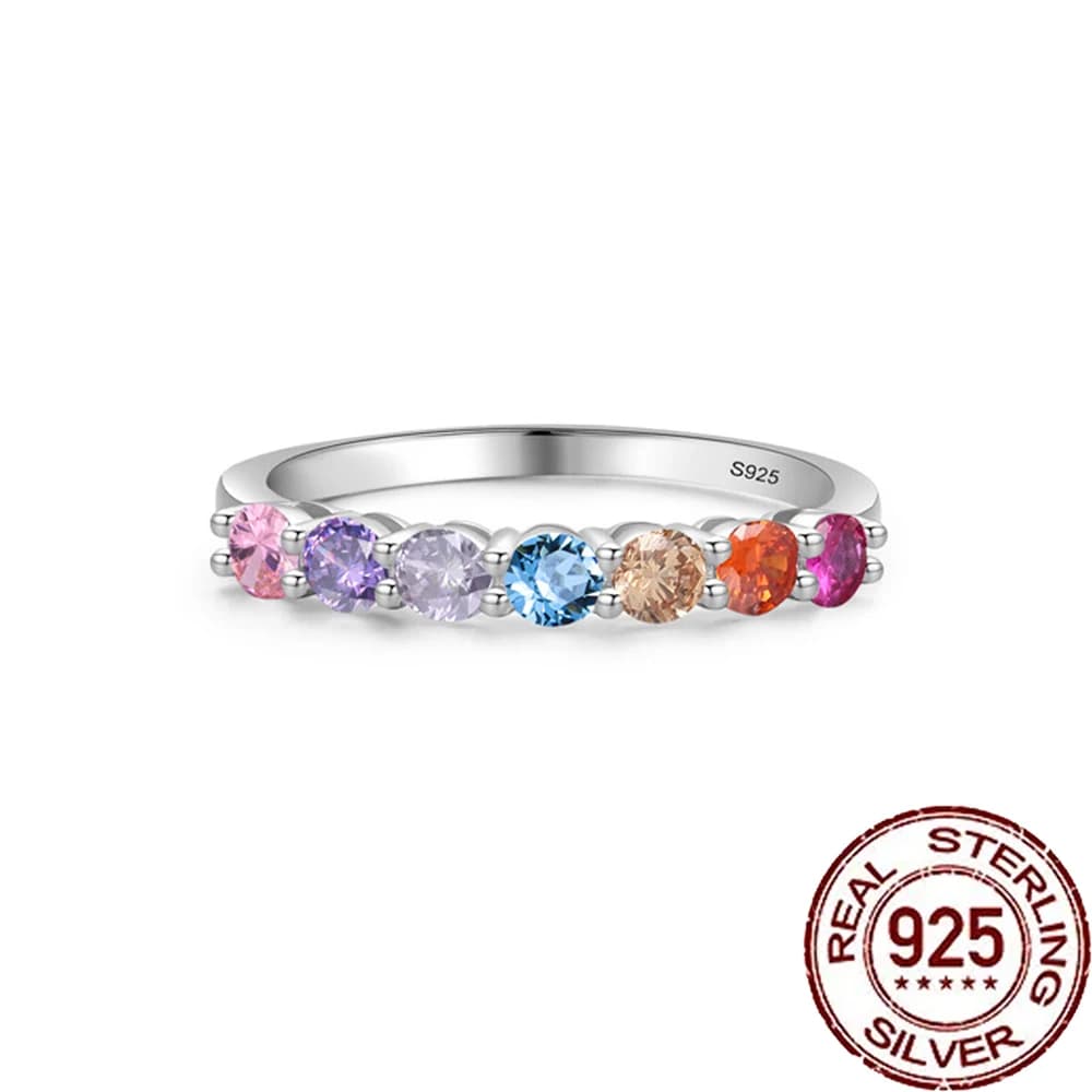 CWWZircons 925 Sterling Silver Vintage Multicolor CZ Crystal Circular Ring for Women Party Fine Finger Jewelry Accessories SR042
