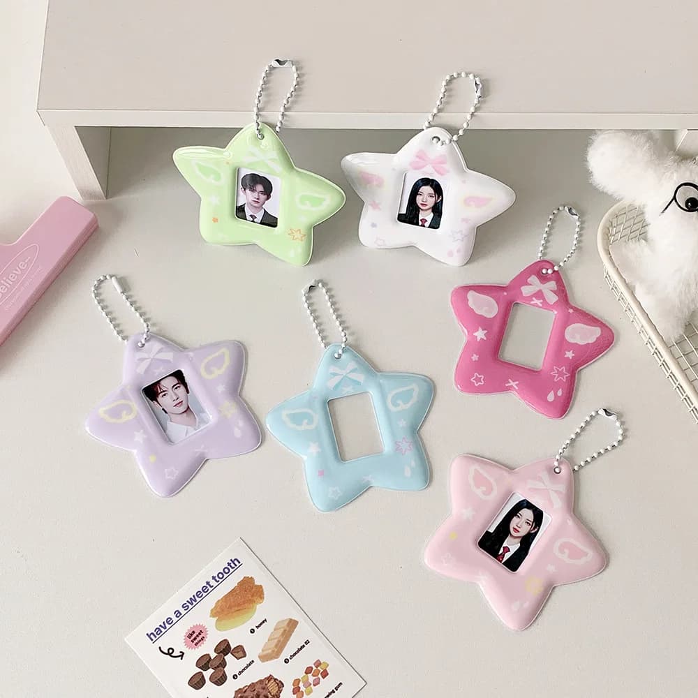 With Keychain Mini Photocard Holder Star Pendant Hanging Decoration ID Photo Photocard Frame Korean Ins Style Picture