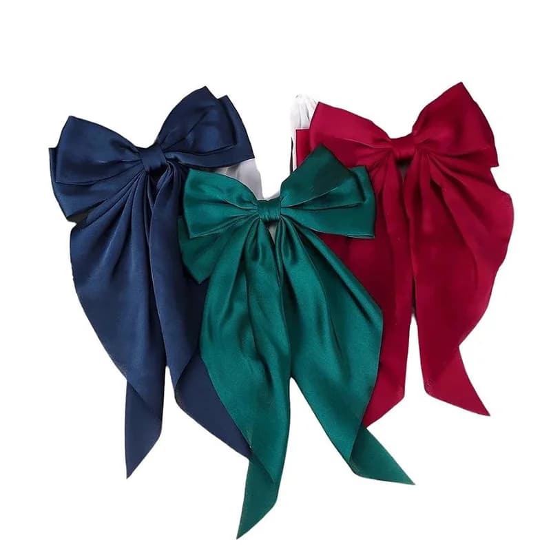 Fermaglio per capelli in raso morbido con fiocco grande per donne e ragazze, ornamento dolce, fascia per capelli, forcina, accessori moda per capelli