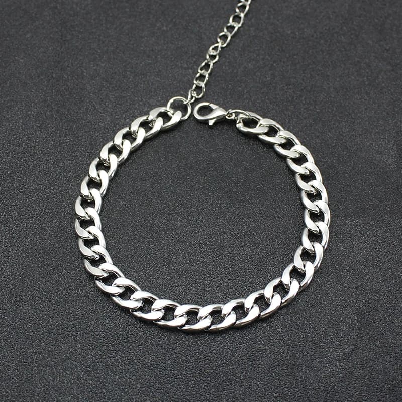 Braccialetti a catena spessa color argento Hiphop per donna Uomo Minimalismo in metallo Punk Rock Fascino Pulsera Braccialetti Regalo all'ingrosso di gioielli