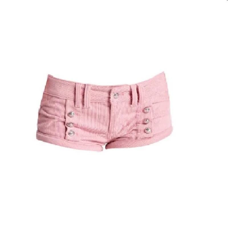 Y2k Style Spice Girl Pit Striped Corduroy Pink Low Waist Super Shorts Women's Slim Sexy Hip-wrapped Hot Pants
