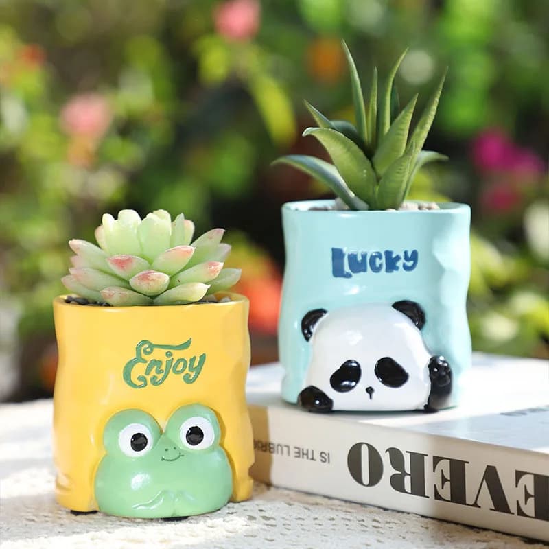Vaso per Fiori in Resina a Forma di Animale Carino, Vaso Semplice e Adorabile per Piante Succulente, Contenitore Creativo per Giardinaggio Domestico