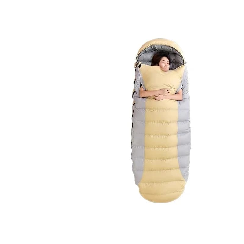 Goose down sleeping bag for outdoor camping, tent equipment, anti-cold down jacket, double use, for autumn and winter, thickened, single