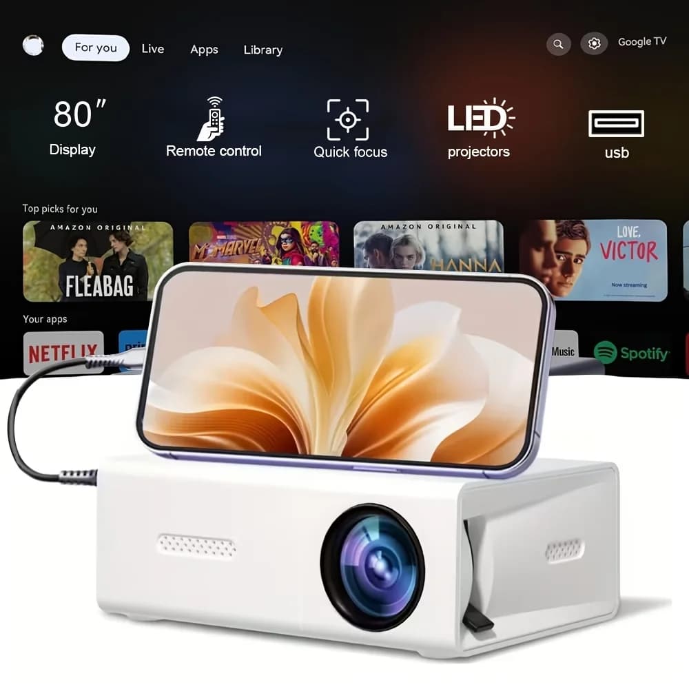 Mini proiettore YG300 - Compatibile con telefoni cellulari, computer, USB, TV, telecomando. Proiettore multimediale per Home Theater