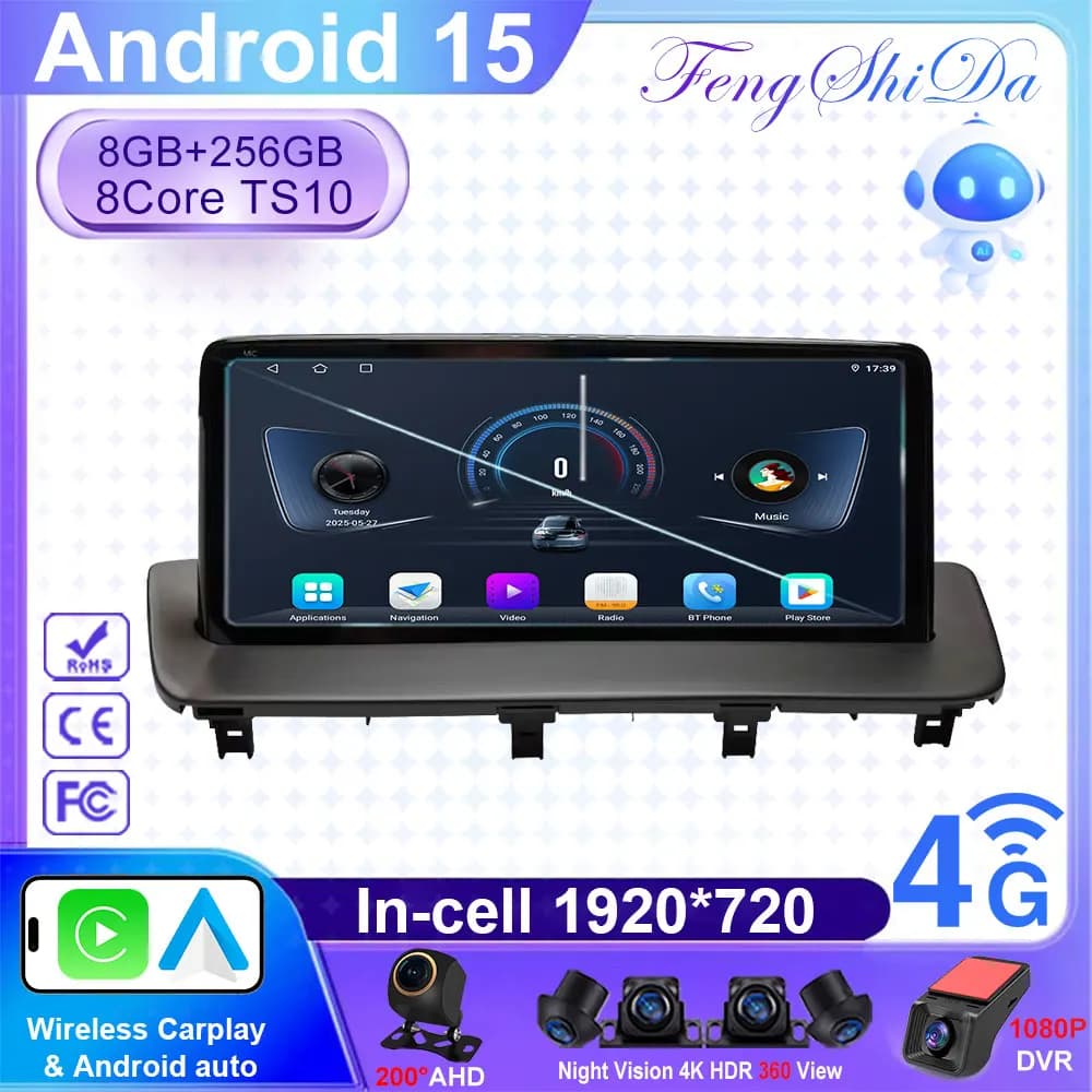 10.25 pollici Autoradio Wireless Carplay Per MAZDA CX-9 CX 9 CX9 2016-2021 Android15 Lettore Multimediale 8Core 8 + 256G di Navigazione GPS