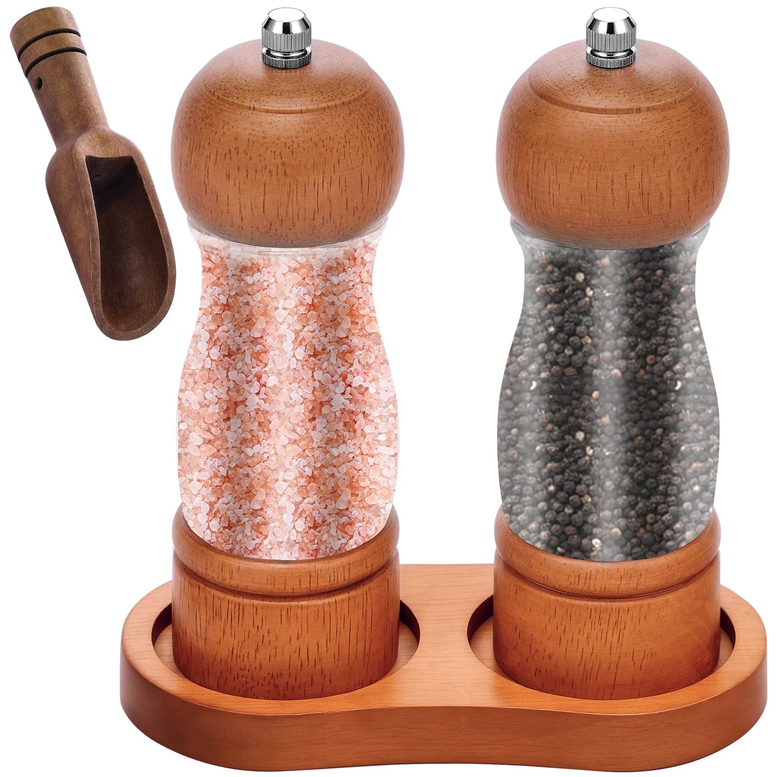 4 pezzi macinapepe e sale in legno set smerigliatrice per spezie resistente all'abrasione grossolana fine regolabile macina sale e pepe utensili da cucina