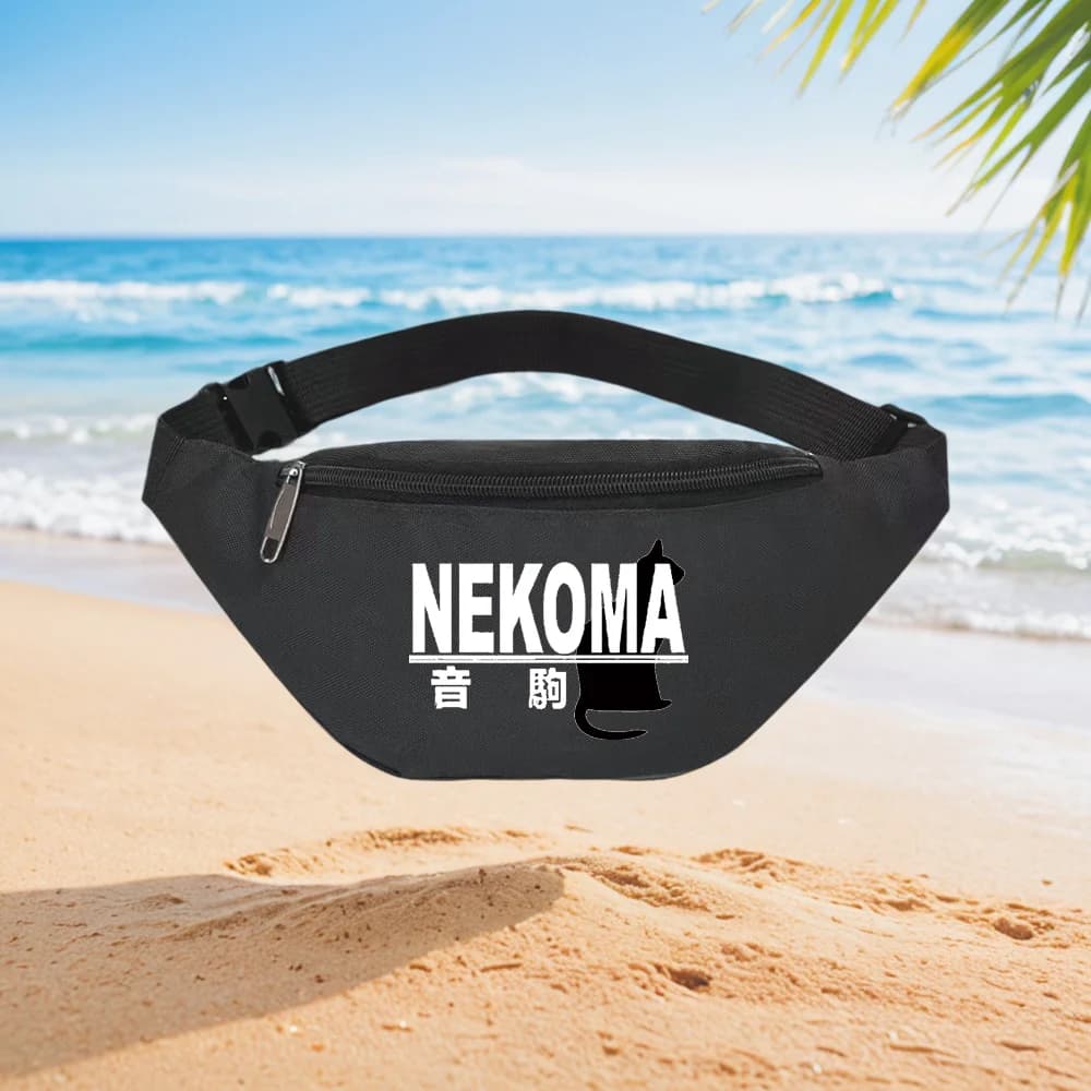 Nekoma Pallavolo Team Logo Elegante Zaino in vita Borsa a tracolla Borsa da strada Casual Sportiva Alla moda Semplice Unico Stampato De